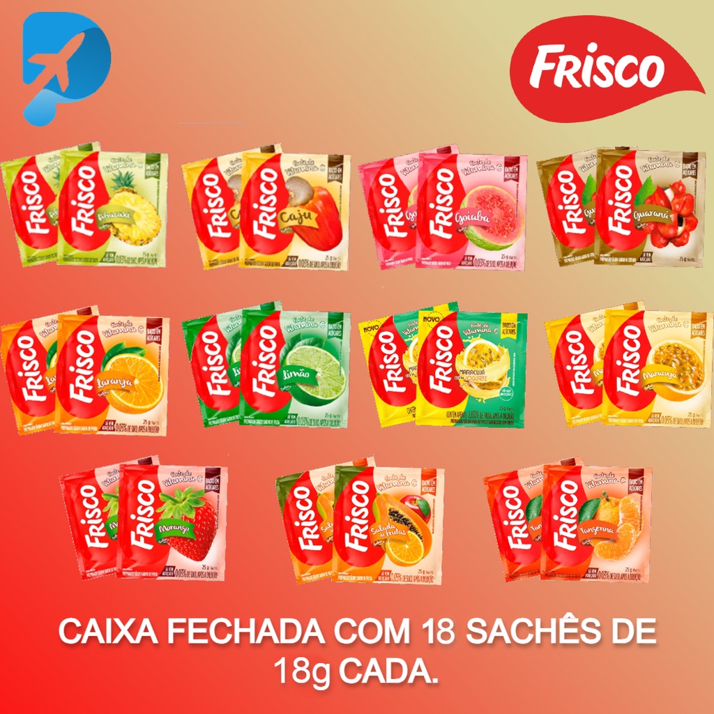 FRISCO - Suco em Pó - Caixa Fechada com 18 unidades de 18g