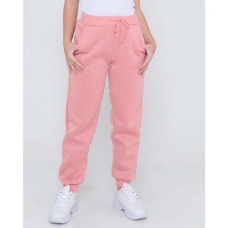 Calça Moletom Juvenil Jogger Básica Rosa Claro
