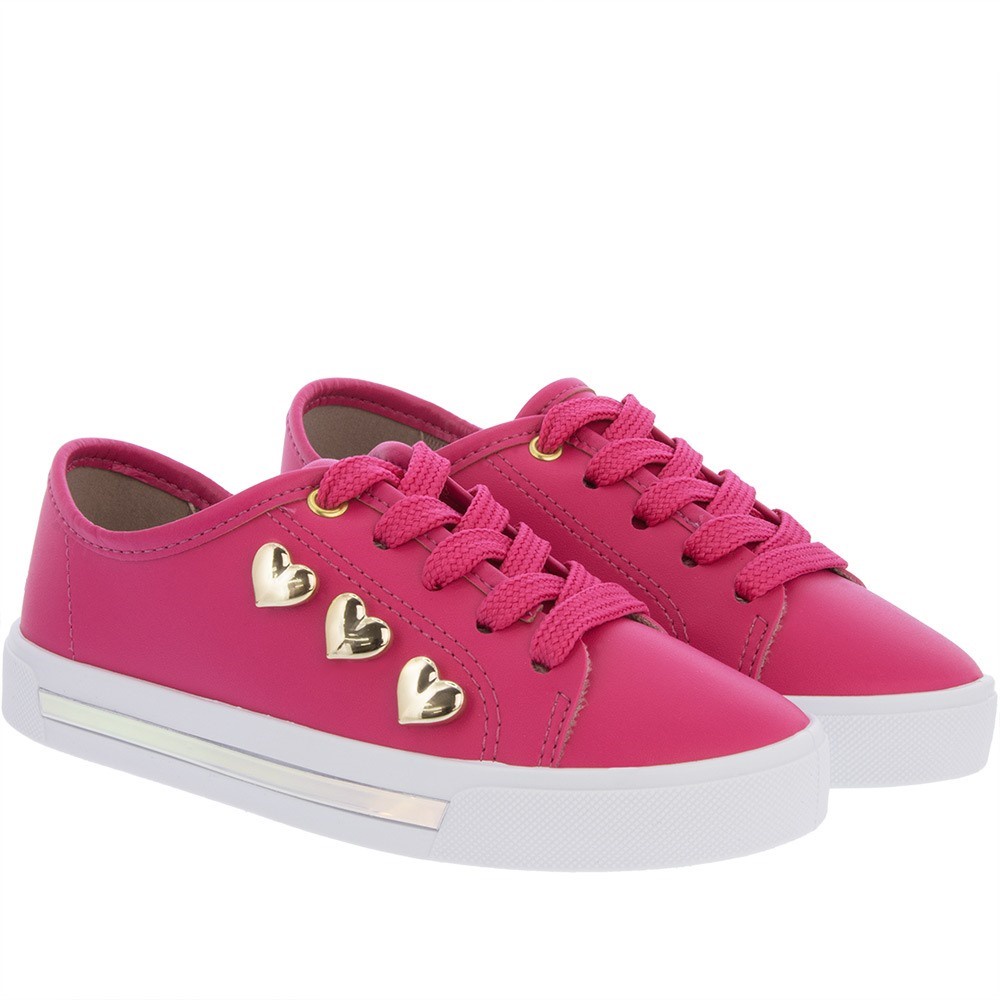Tênis Infantil Molekinha Soft Pop Casual Corações Holográfico Pink