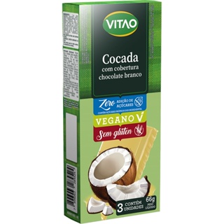 Cocada Tablete Zero Cobertura Chocolate Branco Vitao 22g