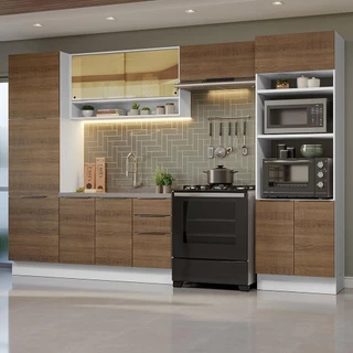 Armário de Cozinha Completa 330cm Branco/Rustic Stella Madesa 03 em Oferta na Shopee