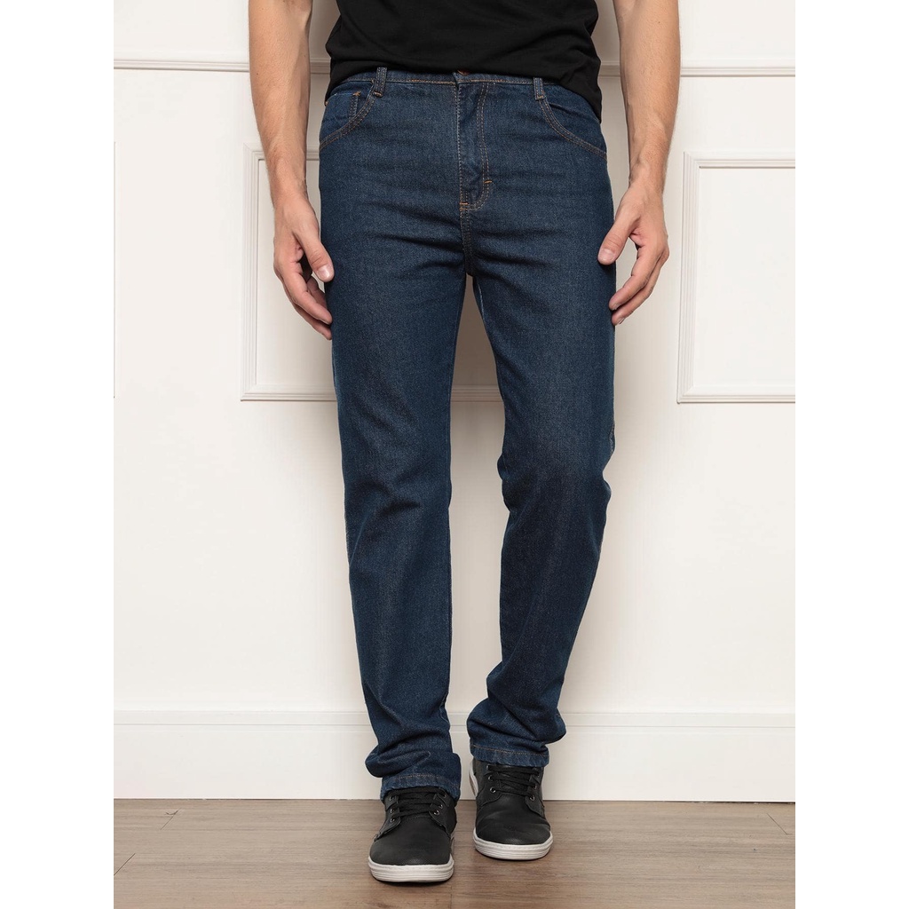 Calça Jeans Masculina Reta Básica Estilo Casual Confortável Tecido Premium