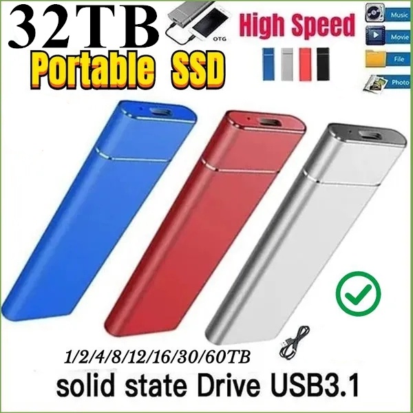 32TB 16TB Mini SSD Portátil Novo Flash Drive Externo Discos Rígidos USB3.1 Decives De Armazenamento Para Computadores Notebook
