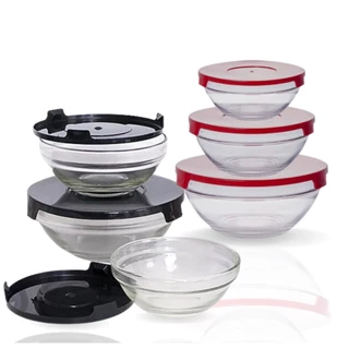 Kit Conjunto 3 Potes de Vidro Redondo Com Tampa