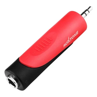 Adaptador Plug P10 Fêmea Para P2 Macho Stereo Roxtone RPAN220 Vermelho E Preto Com Acabamento Em ABS + Nota Fiscal