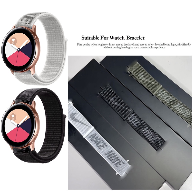 Pulseira De Nylon De 20mm Para Relógio Samsung Galaxy Active 2 40mm 44mm/4/5/6 Substituição