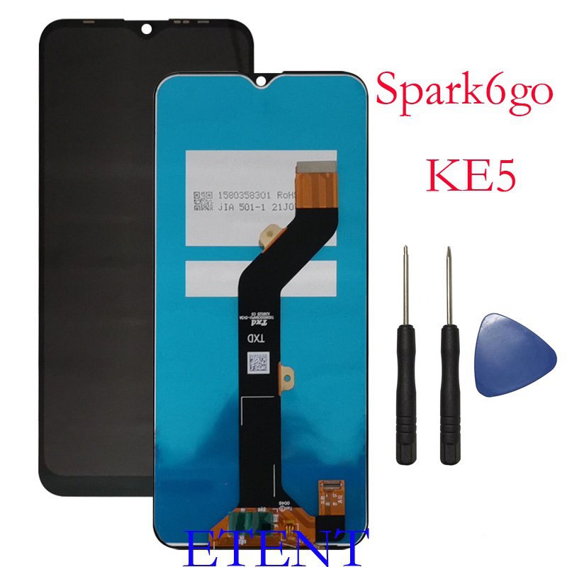 Tela frontal completa LCD Touch Display para Tecno Spark 6 Go KE5 NKNC ...