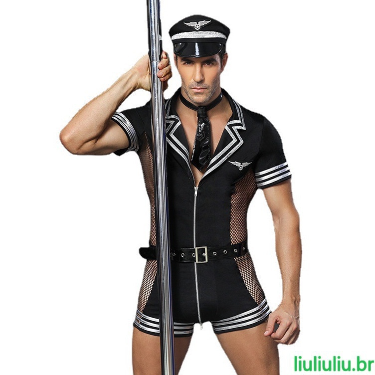 Fantasia de polícia masculina/Halloween Polícia Sexy Chapéu de polícia masculino 23645