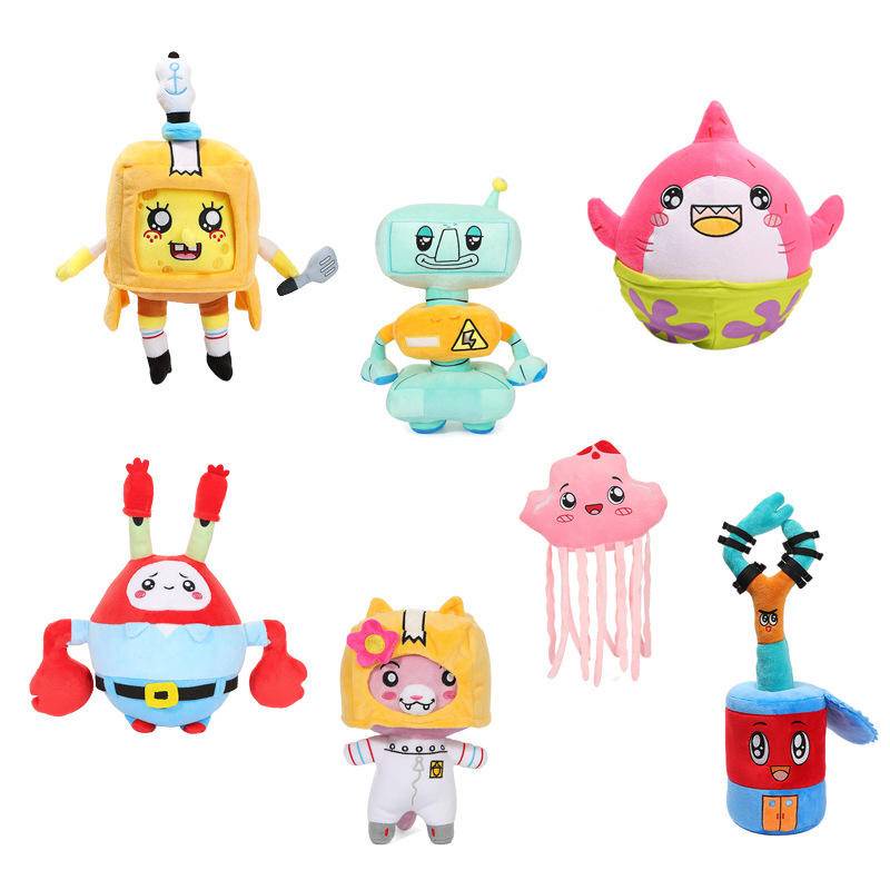 Novo produto Ocean Series Paper Box Villain Doll Ocean Jellyfish Fat Shark Cute Fox Plush Toy