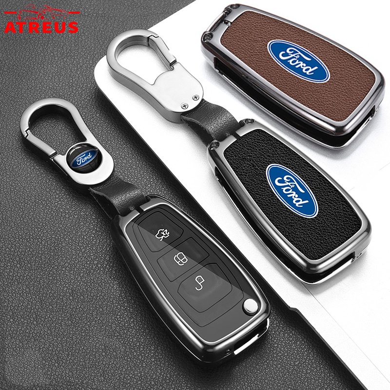 Custodia Portachiavi Auto In Lega Di Zinco Otai Per Ford Focus Mk2/Mk3/Kuga/Edge/Ranger/Mondeo - Guscio Protettivo 3 Pulsanti, Antigraffio, Nero