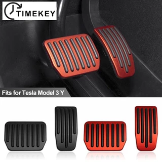 TKEY 2Pcs Pedaleira Do Carro Acelerador Pedal Freio A Gás Capa Acessórios De Liga De Alumínio Para Tesla Modelo 3 Y A5W1
