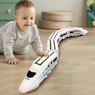 1:8 Harmonia Simulação de Alta Velocidade Trem Ferroviário Brinquedo Carro Elétrico Som Luz UEM Modelo DIY Block Train Building Brinquedos para Criança