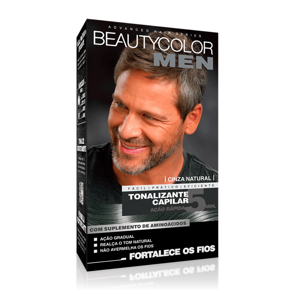 Tonalizante Cabelo e Barba Cinza Natural Beautycolor Men | Shopee Brasil