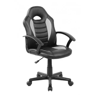 Cadeira Gamer Infantil em Couro PU Preta com Cinza Pelegrin PEL-9353