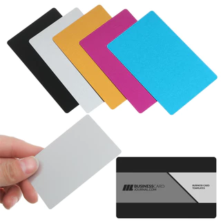 50 Pçs Cartões De Visita De Metal Liga De Alumínio Cartão Em Branco Para Cliente Gravação A Laser DIY 7 Cores Opcionais