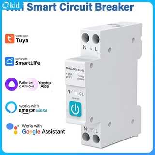 Disjuntor inteligente Tuya Wifi Zigbee com medição de monitor de energia 1p N 63a Din Rail funciona com Alexa Google Home (kid.br.)