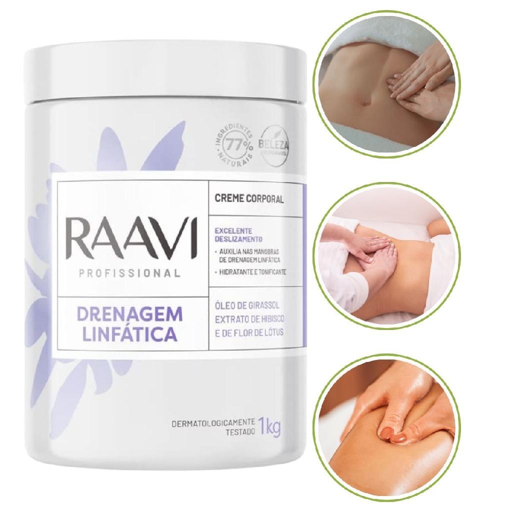 Creme Corporal Drenagem Linfática Estética Profissional 1kg Raavi ...