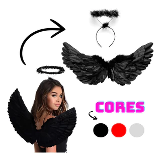 Kit De Fantasia Anjo: Asa De Anjo Tamanho Adulto Com Tiara em Oferta na Shopee
