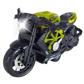 Brinquedo Moto Esportiva Verde Fricção Som Luz - Castela Brasil