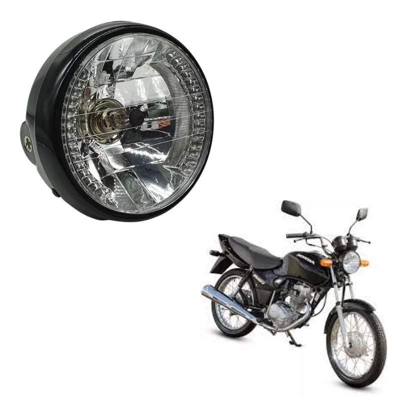Farol Titan 125 150 Redondo C/ LED ALLEN | Shopee Brasil