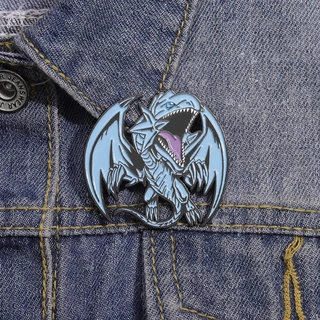 Anime Japonês Yu-Gi-Oh Blue Eyes White Dragon Esmalte De Dragão Branco Saco Escolar De Metal Criativo Decoração Crachá Presente Para Amigos