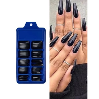 Kit 100 Unhas Tips postiça Bailarina Natural Preto