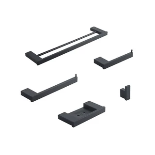 Acessórios Para Banheiro 5 Peças Jauru Pingoo - Preto em Oferta na Shopee
