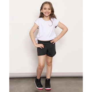 Short Infantil Boxer Canelado Preto