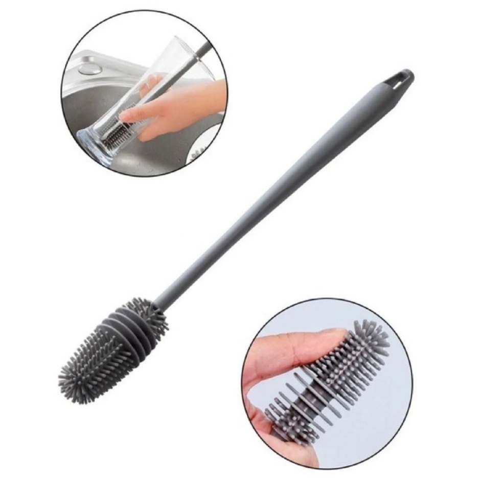 kit 2 Escova De Lavar Garrafa Mamadeira Copo Taça Silicone