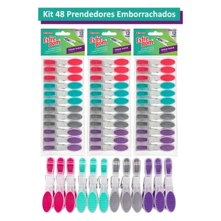 Grampo De Roupa Emborrachado Kit 48 Pregador Resistente