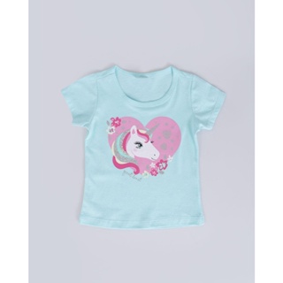Blusa Bebê Unicórnio Paetê Glitter Azul Claro