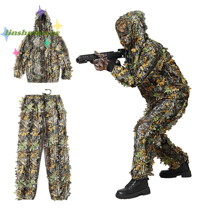 Roupa Camuflada Sniper Ghillie 3d Até 1,70 Alt, Caça Airsoft