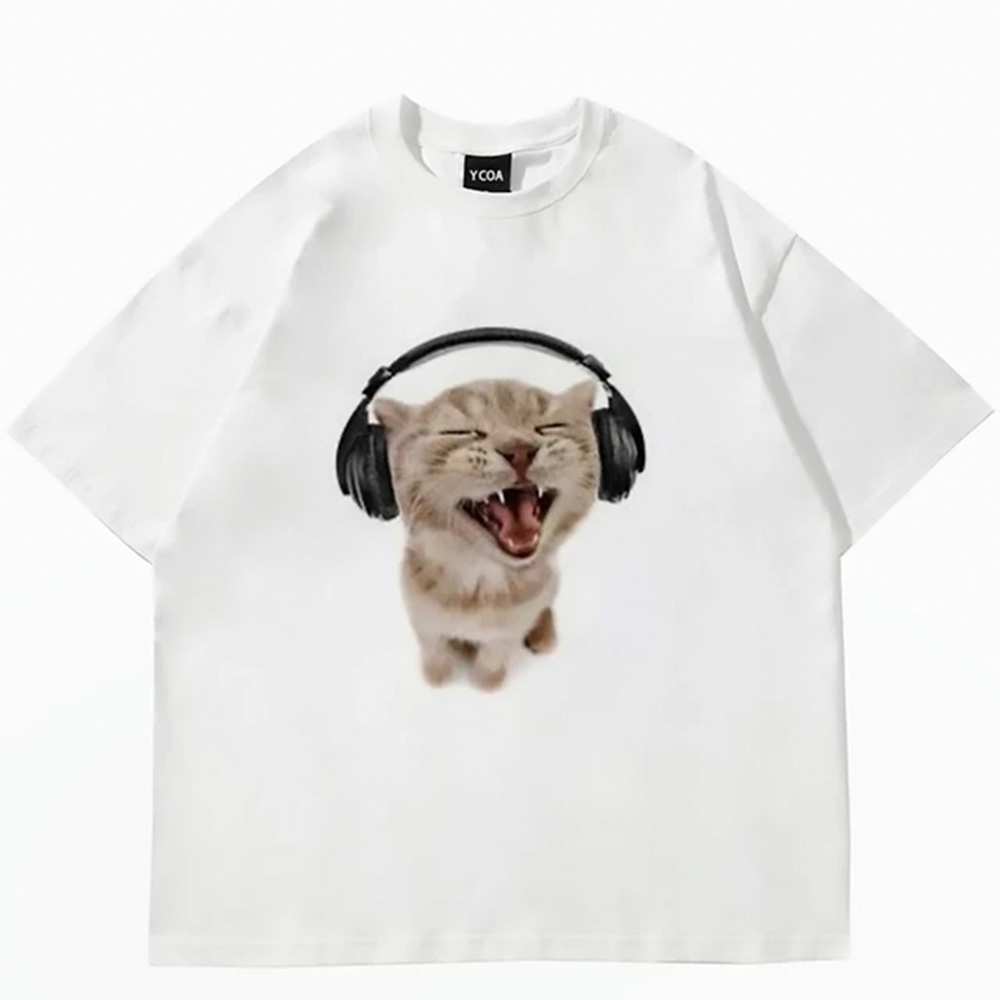 Camiseta Básica Cat Listening Music