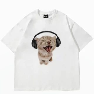 Camiseta Básica Cat Listening Music