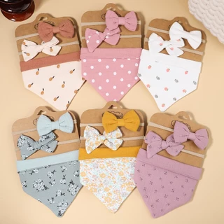 3 Pçs/Set Musselina Algodão Impressão Babador Recém-Nascido Arcos Bandana Triângulo Saliva Toalha Infantil Menino Menina