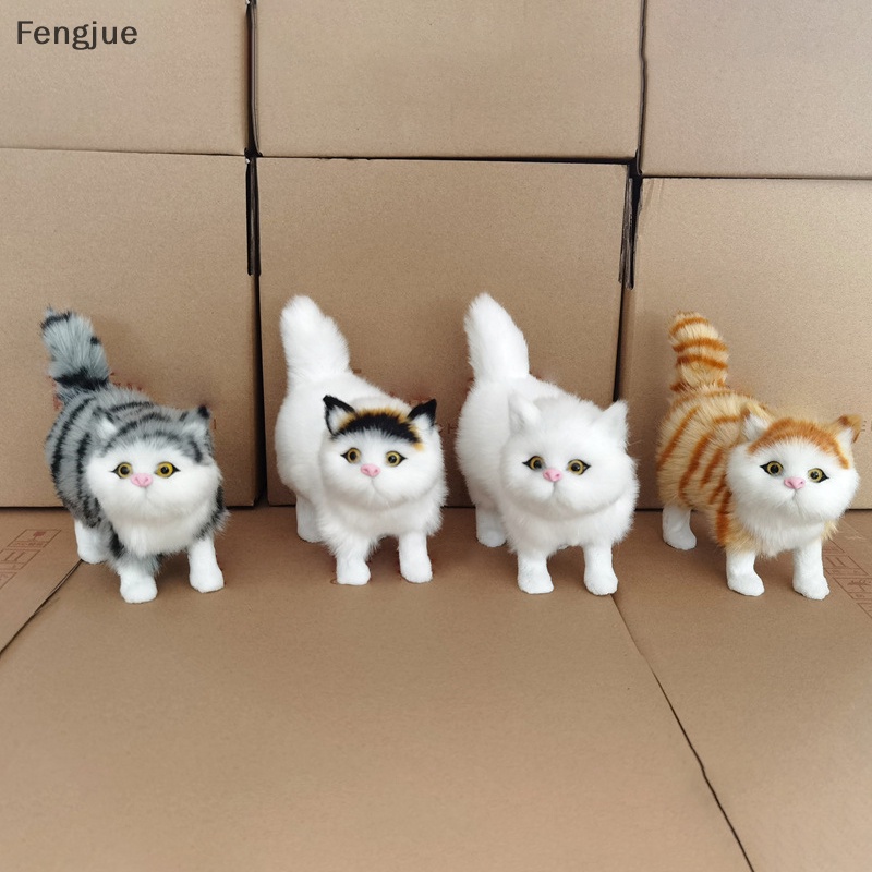 Fengjue Cute Simulation Cat Plush Toys Modelo De Gatinho De Pelúcia Falsos Animais Realistas Para Crianças Meninas Aniversário Valene's Day Gift BR