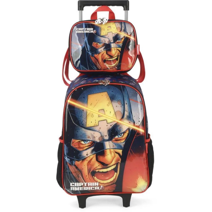 Kit Mochila de Rodinhas e Lancheira Luxcel Avengers Preto | Shopee Brasil