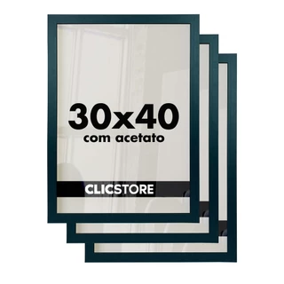 Kit 3 Moldura 30x40 Foto Quadro Parede Acetato Poster Porta Retrato Diplomas Certificado Fotografia Madeira Cartazes MDF