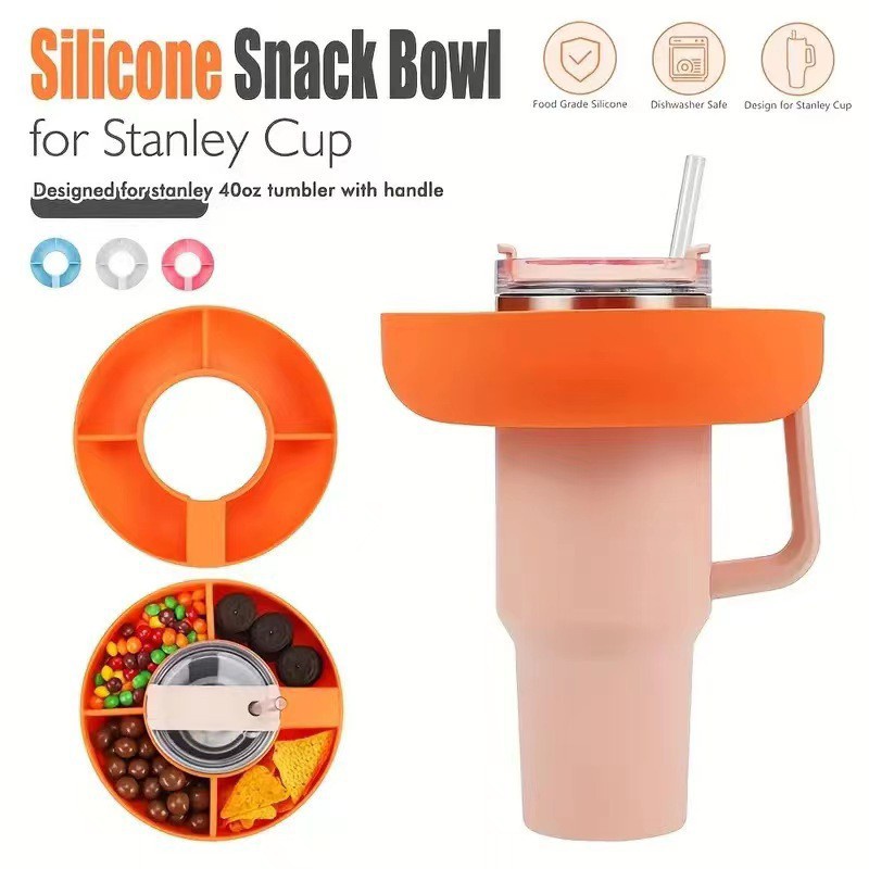 Tigela De Silicone Para Lanches Stanley Cup 40 Oz Tumbler Com Alça , Bandeja Compatível Quencher H2.0 , Rosa Acessórios