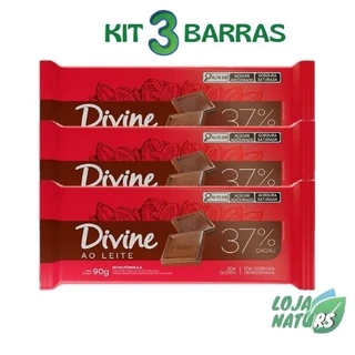 KIT 3 Barra de Chocolate ao Leite Sem Glúten 90g - Divine