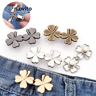 Lovito Plantas Casuais Trevo De Quatro Folhas De Metal Apertam A Cintura Sem Necessidade De Costura Broches Para Mulheres LFA10650