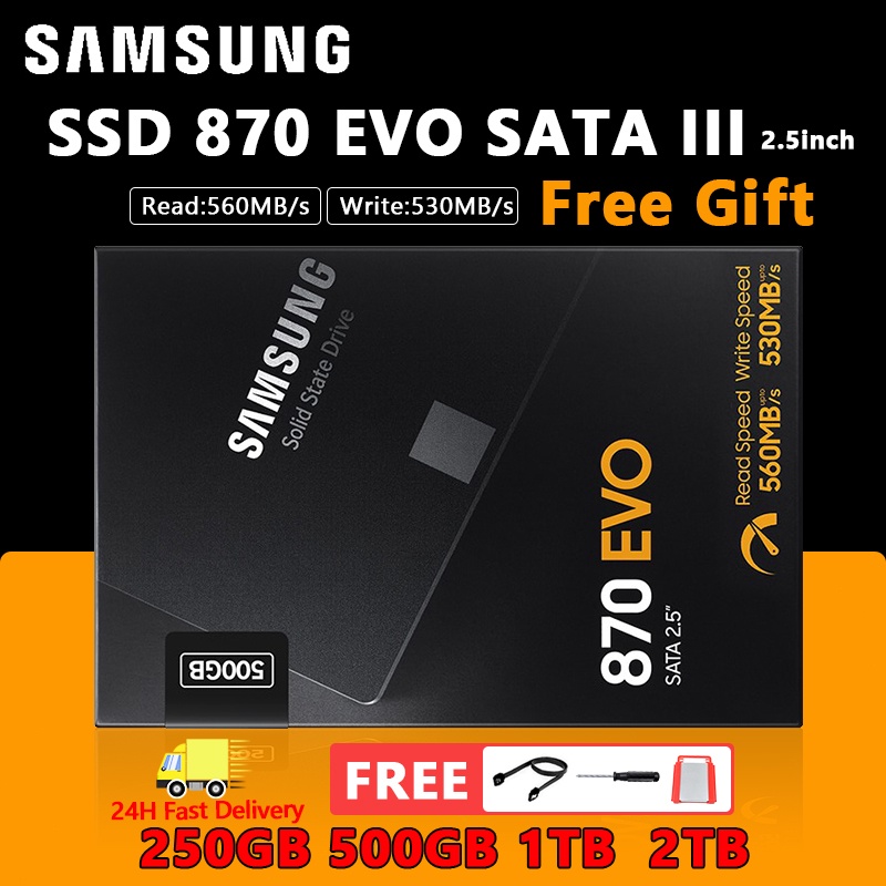 Samsung SSD 870 EVO 250GB 500GB 1TB 2TB SATA 3 2.5 Polegadas Unidade Interna De Estado Sólido Para PC Desktop Laptop