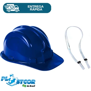 Capacete De Segurança Com Carneira e Jugular Aba Frontal Para Obra Proteção Trabalho Epi Construção Civil Plastcor