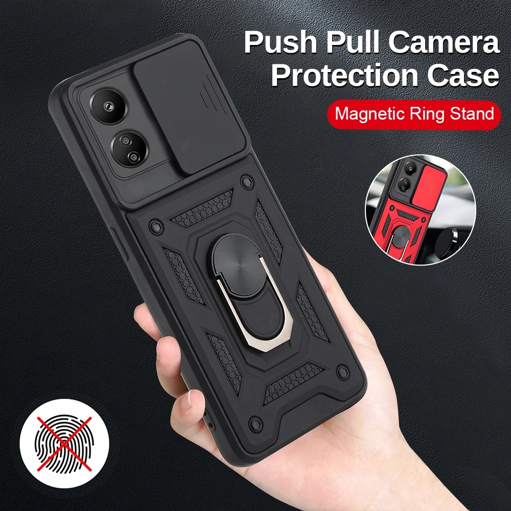 Capa De Armadura Para Redmi 13C 12C 12 10C 10A Xiaomi Poco C65 C55 X3 X4 F5 X5 Pro Tampa Do Suporte De Rotação