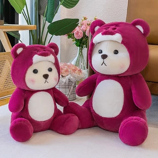 Urso de Morango Lena, Urso de Chapéu, Urso de Pelúcia com Capuz, Boneca de Pelúcia