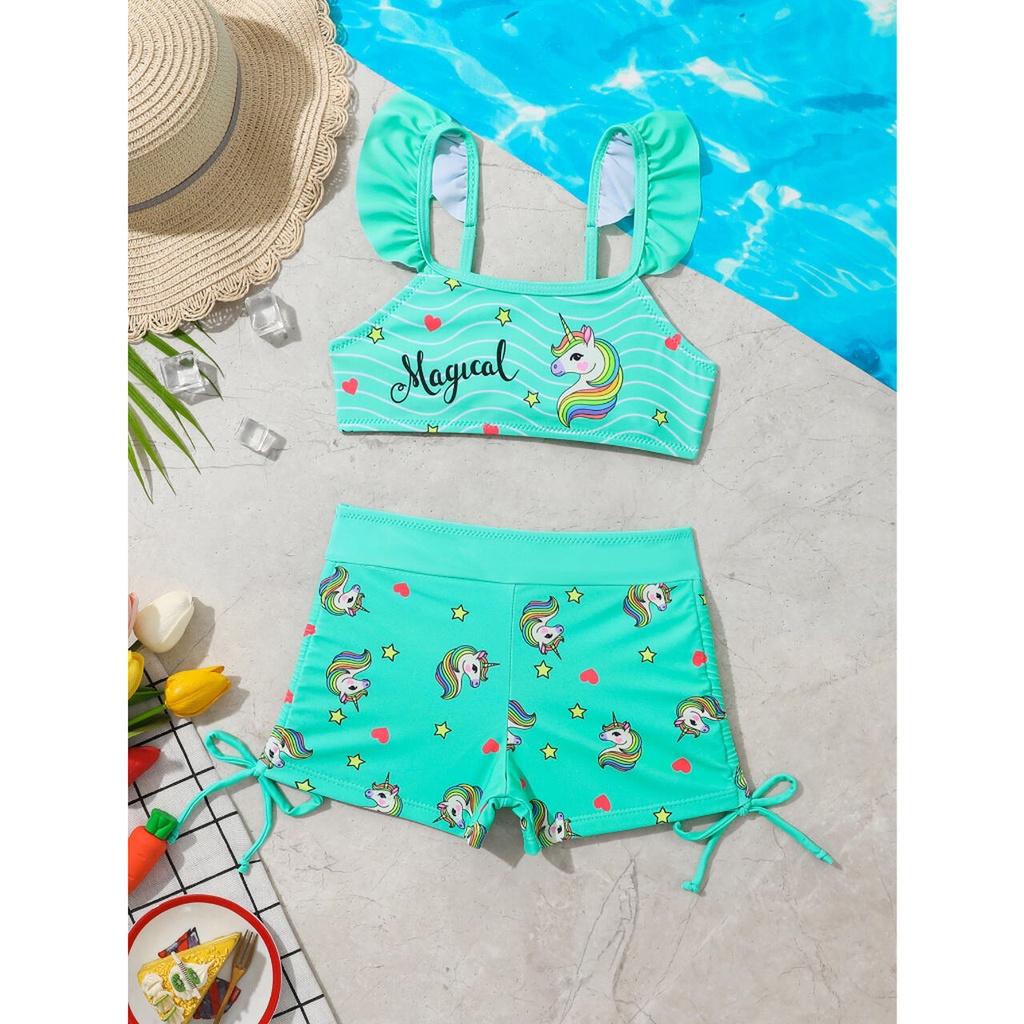 Conjunto Infantil Menina Biquíni + Short Kit Amor ao Sol | Shopee Brasil