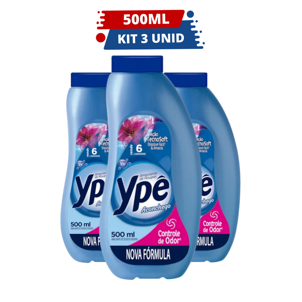 Amaciante de Roupa 500ml 3 unid. - Ypê | Shopee Brasil