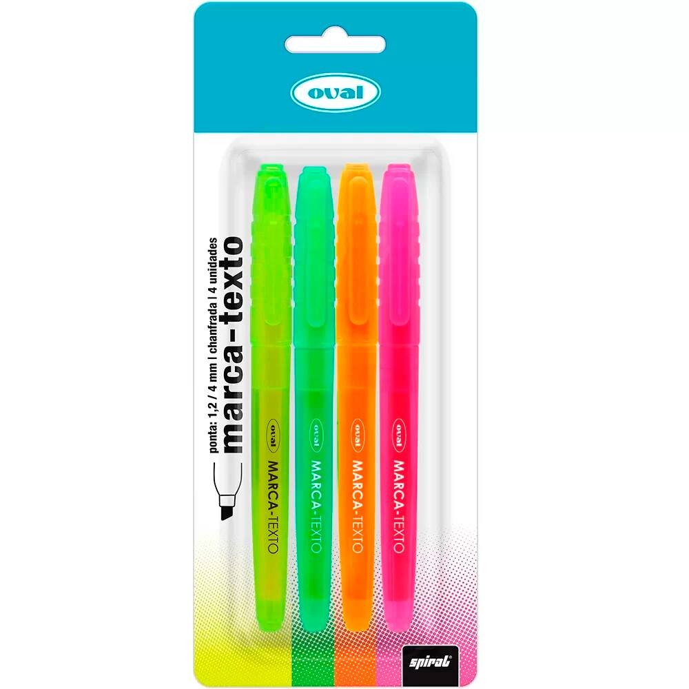 Marca texto 4 cores Oval - Spiral | Shopee Brasil