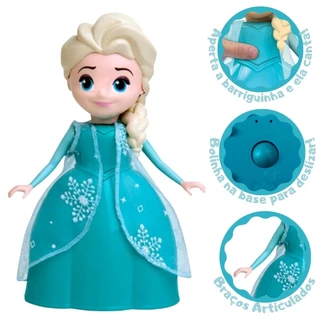 Boneca Infantil Princesa Elsa Frozen Canta Fala e Desliza