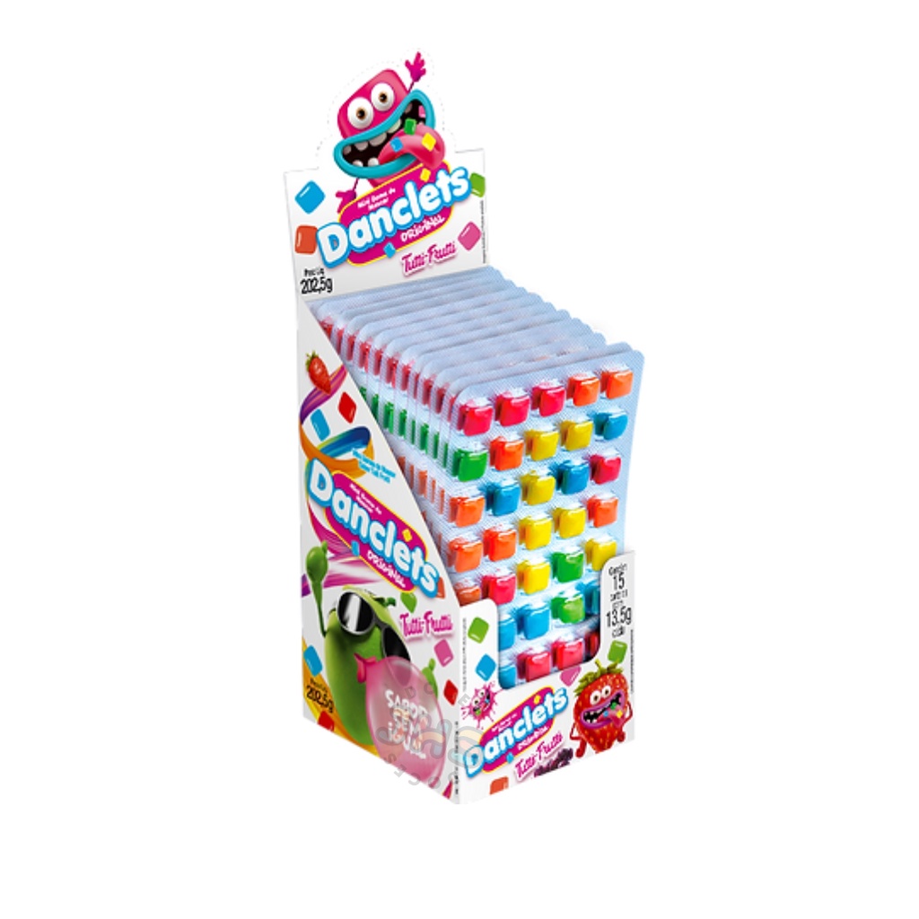 Chiclete Cartela Colorido 15un 45 Mini Danclets 5x9 12,5g | Shopee Brasil